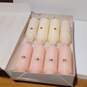 PartyLite 5 Inch Unscented Cordless Candles - 4 Pink & 4 Ivory